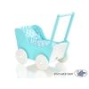 Landau de Poupée en Bois Blanc Turquoise