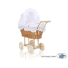 Landau de Poupée en Osier Naturel Blanc