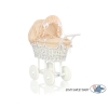 Landau de Poupée en Rotin Blanc Beige à Pois