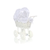 Landau de Poupée en Rotin Blanc Bleu Marine à Pois