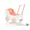 Landau en Bois pour Poupée Blanc Rose Poudré