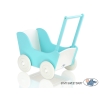 Landau en Bois pour Poupée Blanc Turquoise