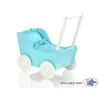 Landau en Bois pour Poupée Blanc Turquoise