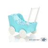 Landau en Bois pour Poupée Blanc Turquoise