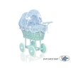 Landau en Osier Bébé Jouet Bleu Menthe Fleurs