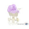 Landau en Osier Bébé Jouet Crème Blanc Lila à Pois