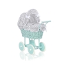 Landau en Osier Bébé Jouet Menthe Gris à Carreaux