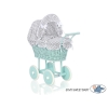 Landau en Osier Bébé Jouet Menthe Gris à Carreaux