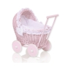 Landau en Osier Bébé Jouet Rose Blanc