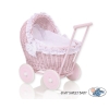 Landau en Osier Bébé Jouet Rose Blanc