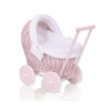 Landau en Osier Bébé Jouet Rose Blanc