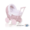 Landau en Osier Bébé Jouet Rose Blanc