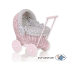 Landau en Osier Bébé Jouet Rose Blanc Gris à Pois