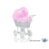 Landau en Osier Bébé Jouet Rose Gris à Pois