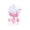 Landau en Osier pour Poupée  Rose Blanc