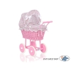 Landau en Osier pour Poupée  Rose Fleurs