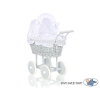 Landau en Rotin pour Poupée avec Textile Blanc Gris