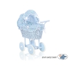 Landau en Rotin pour Poupée  Bleu Bleu Fleurs