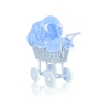 Landau Poupée en Osier Blanc Bleu à Pois