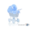 Landau Poupée en Osier Blanc Bleu à Pois