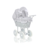 Landau Poupée en Osier Blanc Gris à Pois