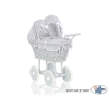 Landau Poupée en Osier Blanc Gris à Pois