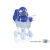 Landau Poupée en Osier Bleu Marine Bleu