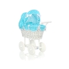 Landau Poupée en Osier Turquoise à Pois