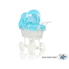Landau Poupée en Osier Turquoise à Pois