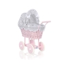 Landau Poupée en Rotin Gris à Carreaux Rose Poussiéreux