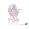 Landau Poupée en Rotin Gris à Carreaux Rose Poussiéreux