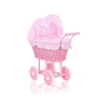 Landau Poupée en Rotin Rose Blanc à Pois