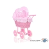 Landau Poupée en Rotin Rose Blanc à Pois