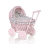 Landau Poupée en Rotin Rose Blanc Gris à Pois