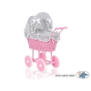 Landau Poupée en Rotin Rose Blanc Gris à Pois