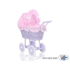Landau Poupée en Rotin Rose Blanc Lila à Pois