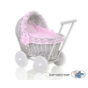 Landau Poupée en Rotin Rose Gris à Pois