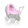 Landau Poupée en Rotin Rose Gris à Pois