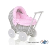 Landau Poupée en Rotin Rose Gris à Pois