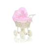 Landau pour Poupée en Osier Crème Rose à Pois
