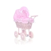 Landau pour Poupée en Osier Rose à Pois Rose Poussiéreux