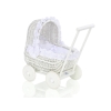 Landau Poussette de Poupée en Osier Blanc