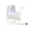 Landau Poussette de Poupée en Osier Blanc