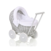 Landau Poussette de Poupée en Osier Blanc Gris