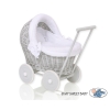 Landau Poussette de Poupée en Osier Blanc Gris