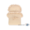 Landau Poussette de Poupée en Osier Blanc Gris Beige à Pois