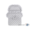 Landau Poussette de Poupée en Osier Blanc Gris Bleu à Pois