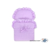 Landau Poussette de Poupée en Osier Blanc Gris Lila à Pois