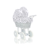 Landau Poussette de Poupée en Osier Blanc Gris Noir à Pois