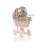 Landau Poussette de Poupée en Osier Brun à Pois Rose Poudré